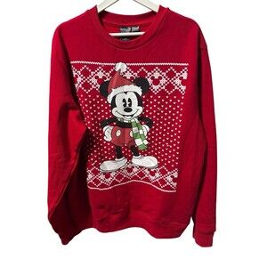 Mickey Mouse Disney Light Up Christmas Sweater with Long Sleeves Size XL Red